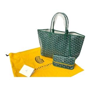 GOYARD Saint Louis tote bag leather herringbone green